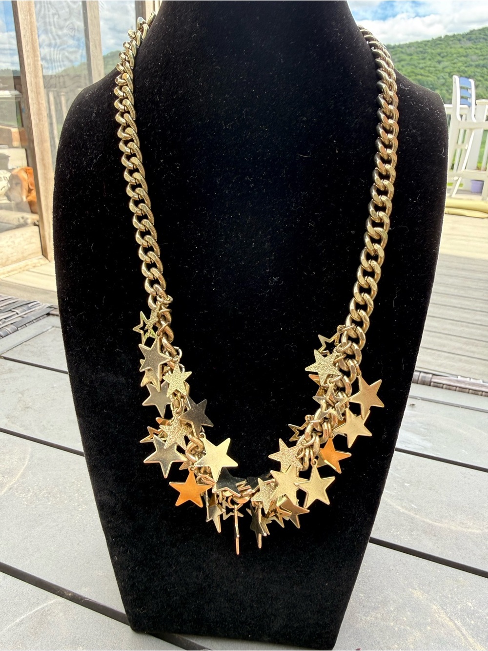 Charming Charlie Gold Star Charm Curb Necklace